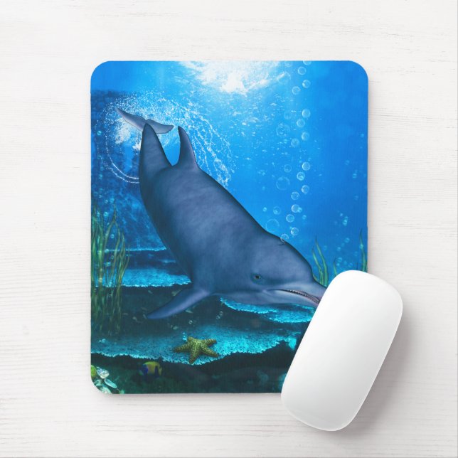 Dolphin Underwater Mouse Mat (With Mouse)
