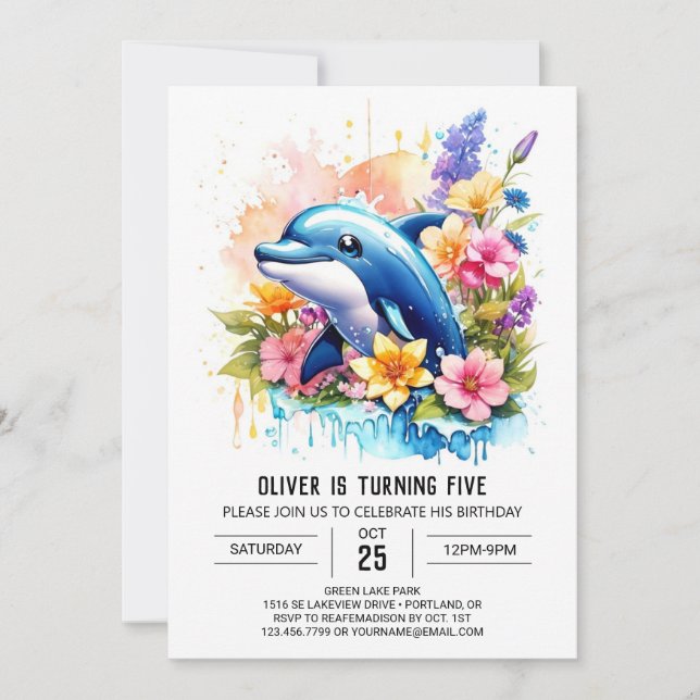 Dolphin Underwater Wonderland Birthday Invitation (Front)