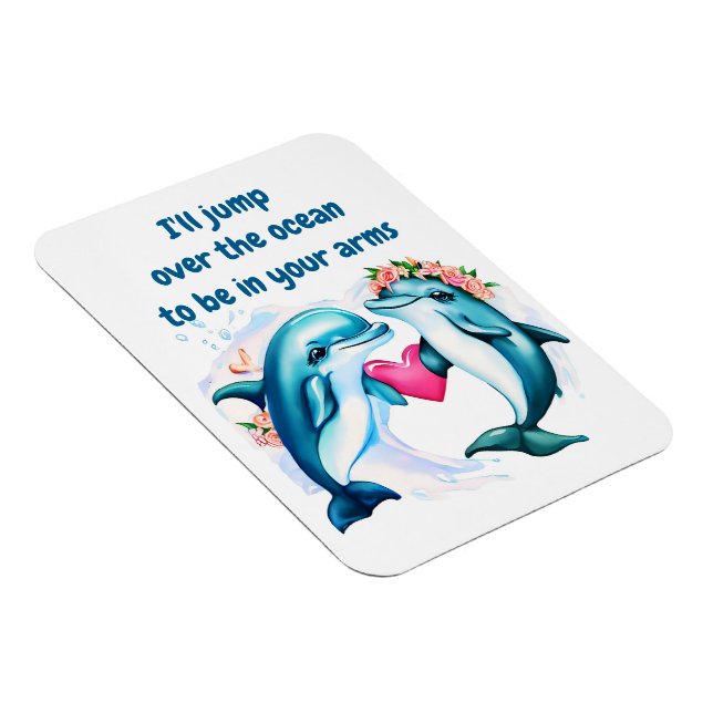 Dolphin Valentine's Day Card Magnet (Right Side)