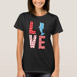 Dolphin Valentines Day Love Valentine Cute Hearts T-Shirt
