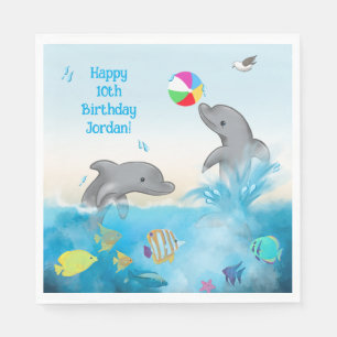 Dolphin Volleyball Splash Fun Under the Sea Napkin