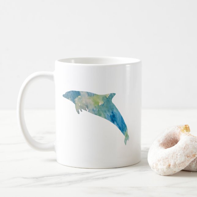 Dolphin Watercolor Painting Mug (With Donut)