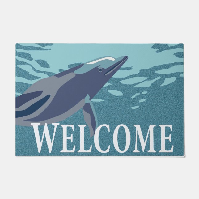 Dolphin Welcome Doormat | Cute Dolphin Doormat (Front)
