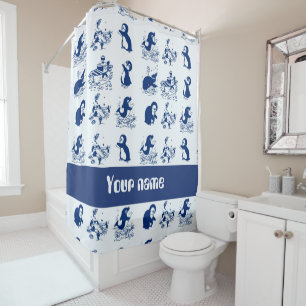 Dolphin, Whales and Penguins Shower Curtain