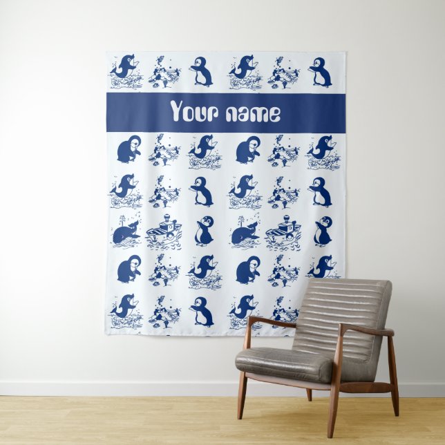 Dolphin, Whales and Penguins Tapestry (In Situ)