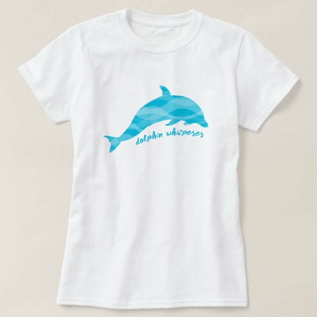 Dolphin Whisperer Blue Waves T-Shirt (Design Front)
