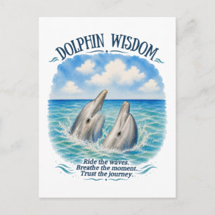Dolphin Wisdom Watercolor Ocean Scene Postcard