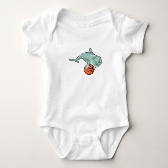 Dolphin with Basketball Baby Bodysuit (Front)