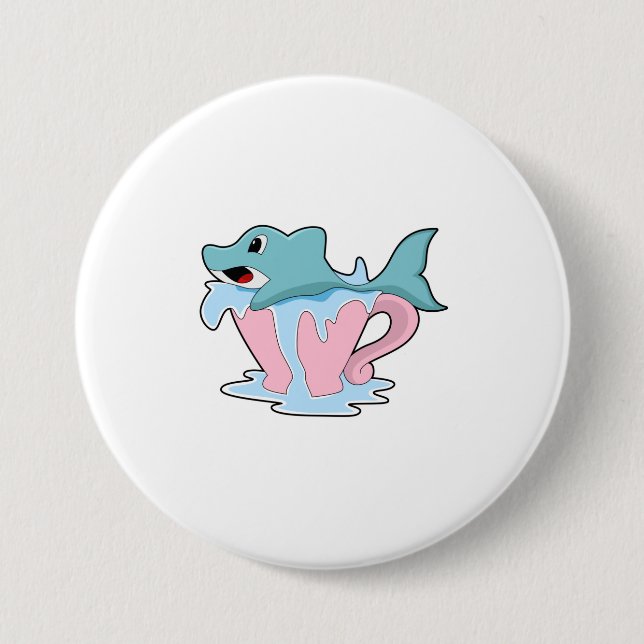 Dolphin with Cup of Water.PNG 7.5 Cm Round Badge (Front)