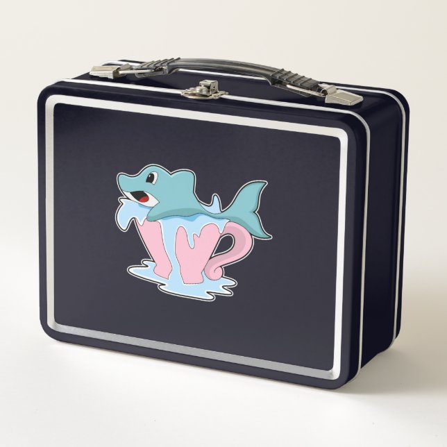 Dolphin with Cup of Water.PNG Metal Lunch Box (Front)