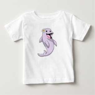 Dolphin with Daisy Flower Baby T-Shirt
