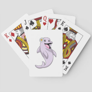 Dolphin with Daisy Flower Playing Cards