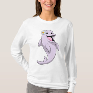 Dolphin with Daisy Flower T-Shirt