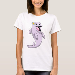 Dolphin with Daisy Flower T-Shirt