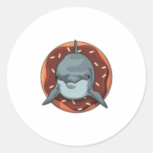 Dolphin with Donut Classic Round Sticker
