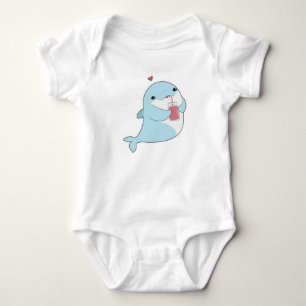 Dolphin with Drink & Heart Baby Bodysuit
