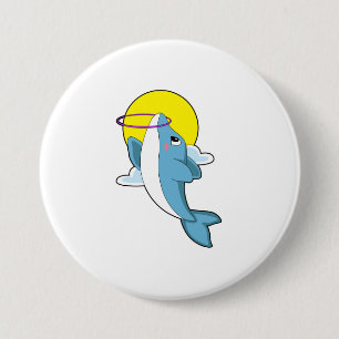 Dolphin with Fitness tires 7.5 Cm Round Badge