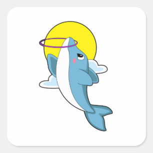 Dolphin with Fitness tires Square Sticker