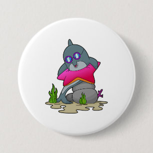 Dolphin with Glasses 7.5 Cm Round Badge