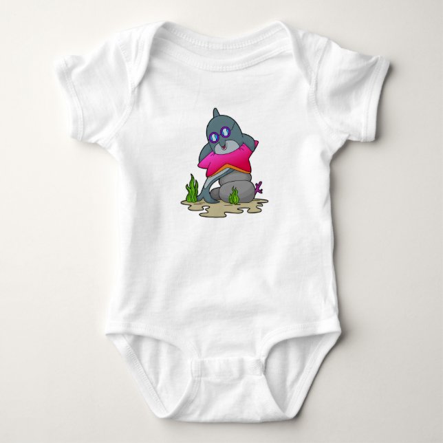 Dolphin with Glasses Baby Bodysuit (Front)