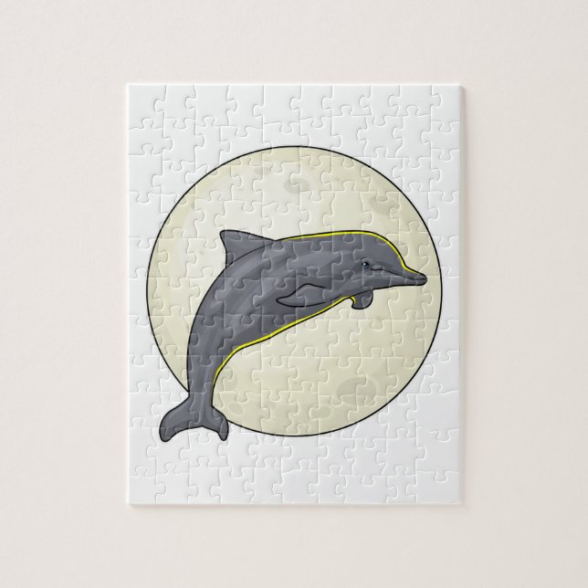 Dolphin with Moon Jigsaw Puzzle (Vertical)