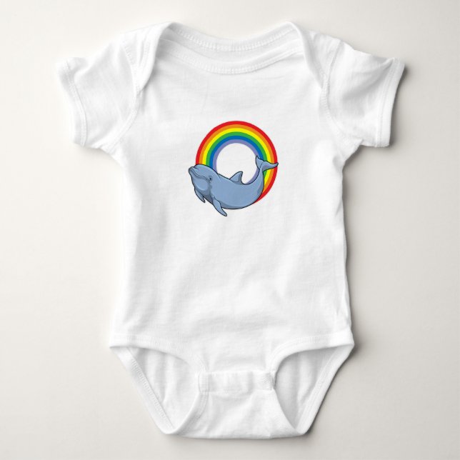 Dolphin with Rainbow Baby Bodysuit (Front)