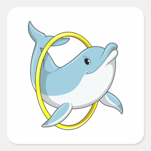 Dolphin with Ring Square Sticker (Front)