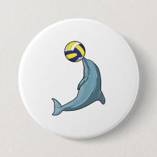 Dolphin with Volleyball 7.5 Cm Round Badge