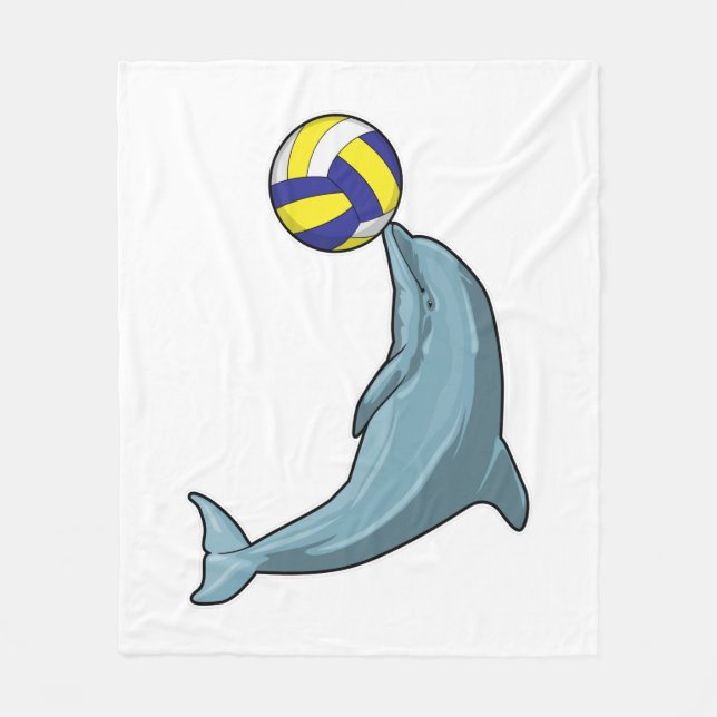 Dolphin with Volleyball Fleece Blanket (Front)