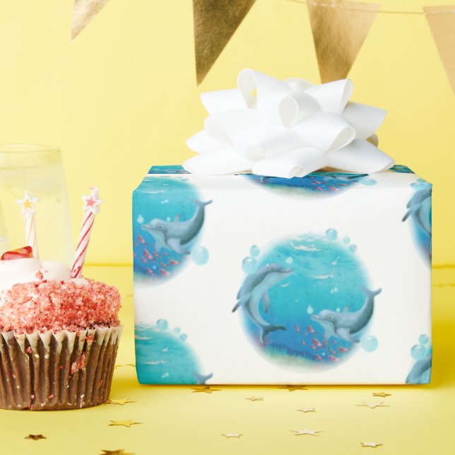 Dolphin World Wrapping Paper (Birthday Party)