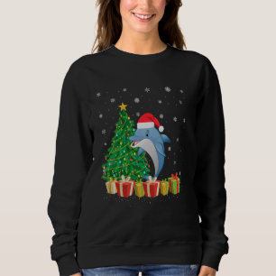 Dolphin Xmas Tree Lighting Santa Hat Dolphin Chris Sweatshirt