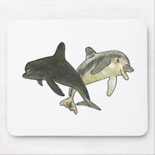 Dolphins 2 b White The MUSEUM Zazzle Gifts Mouse Mat