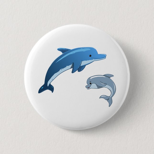 Dolphins 🐬 6 cm round badge (Front)