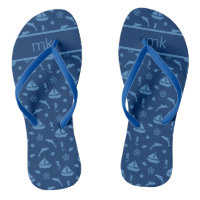 Dolphins and Boats Monogrammed Flip Flops