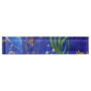 Dolphins and fish nameplate
