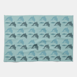 Dolphins and Fish Tea Towel