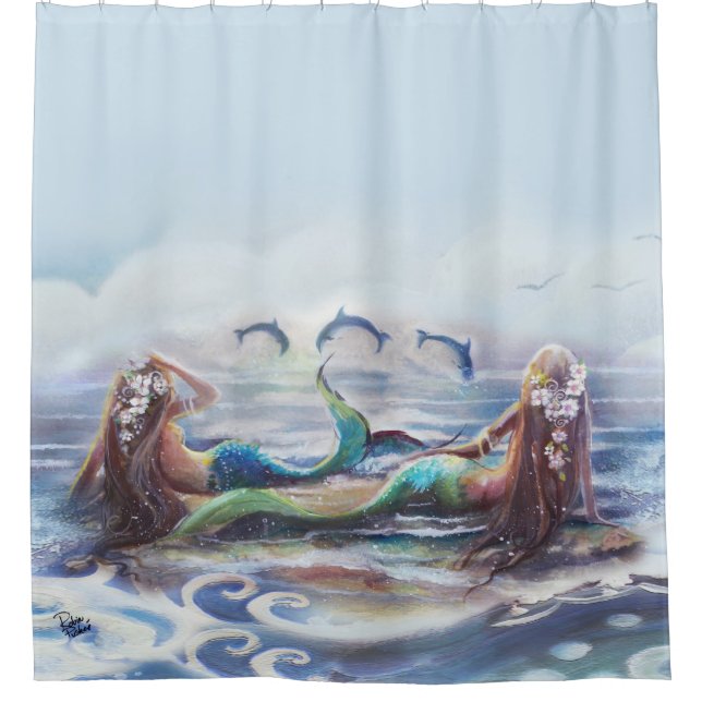 Dolphins and Mermaids Shower Curtain (Front)