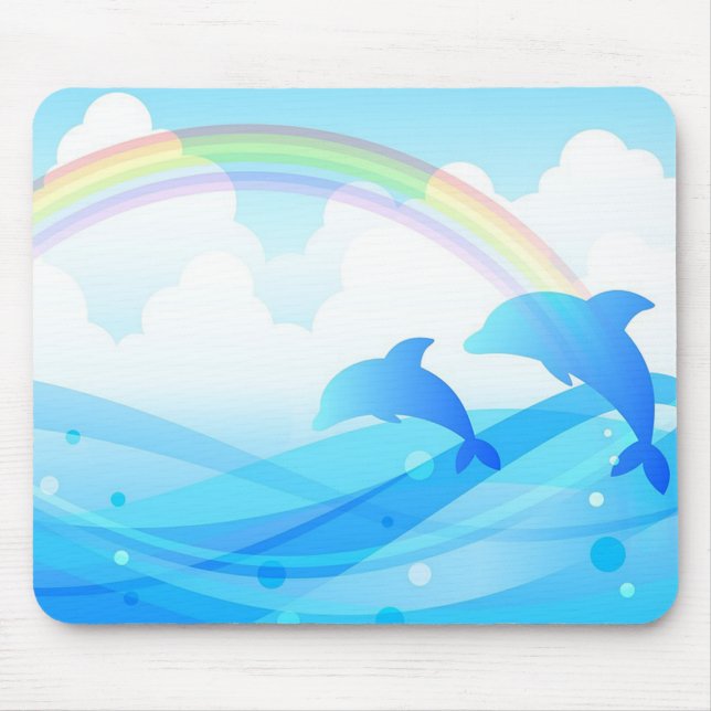 Dolphins and Rainbow Mouse Mat (Front)
