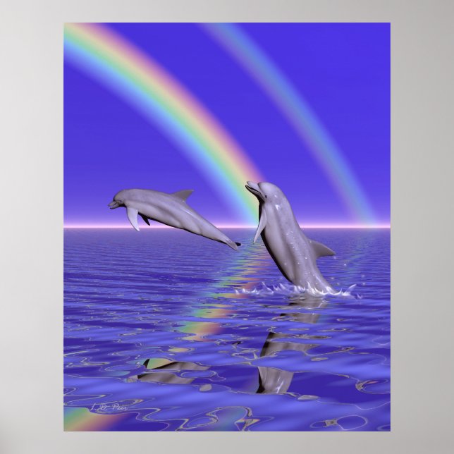 Dolphins and Rainbow Poster (Front)