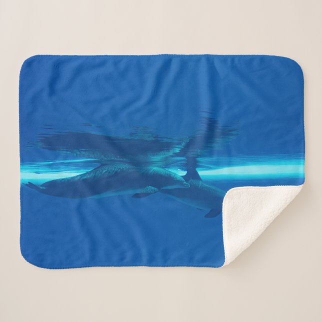 Dolphins and reflections sherpa blanket (Front (Horizontal))