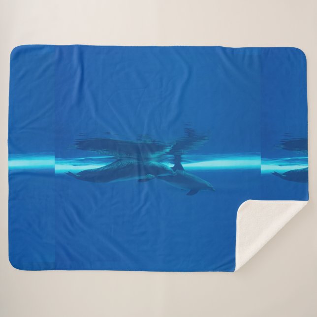 Dolphins and reflections sherpa blanket (Front (Horizontal))
