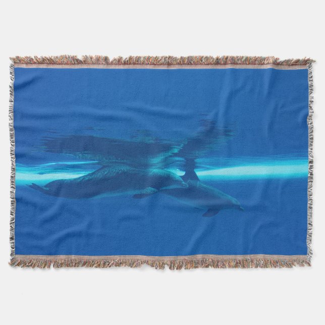 Dolphins and reflections throw blanket (Front)