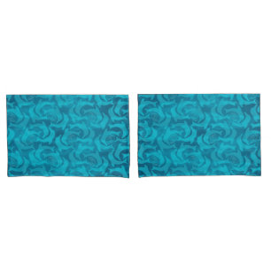 Dolphins and Ripples Turquoise Blue Pillowcases