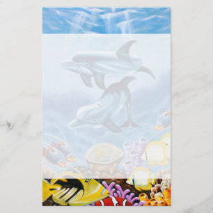 Dolphins and Tropical Fish Art Stationery
