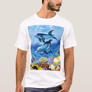 Dolphins and Tropical Fish Art T-Shirt