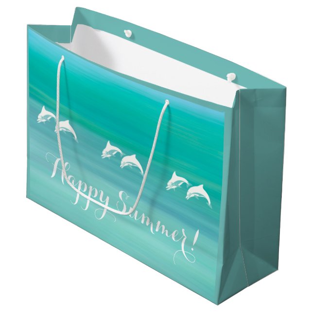 Dolphins aquamarine ocean summer large gift bag (Front Angled)