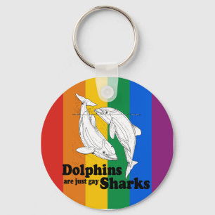 Dolphins are gay sharks key ring