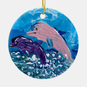 Dolphins "Art by Kids" Ceramic Tree Decoration