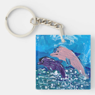 Dolphins "Art by Kids" Key Ring