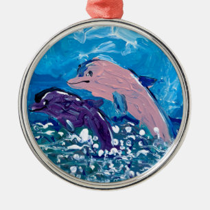 Dolphins "Art by Kids" Metal Tree Decoration